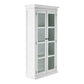 75" White Wood and Glass Double Door Storage Cabinet
