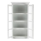 75" White Wood and Glass Double Door Storage Cabinet