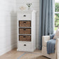 52" White Two Drawer Storage Cabinet With Baskets