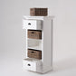 52" White Two Drawer Storage Cabinet With Baskets