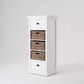 52" White Two Drawer Storage Cabinet With Baskets