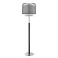 62" Floor Lamp With Black And White Fabric Drum Shade
