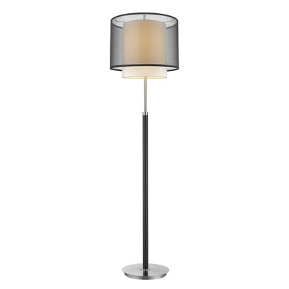 62" Floor Lamp With Black And White Fabric Drum Shade