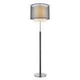 62" Floor Lamp With Black And White Fabric Drum Shade
