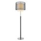 62" Floor Lamp With Black And White Fabric Drum Shade
