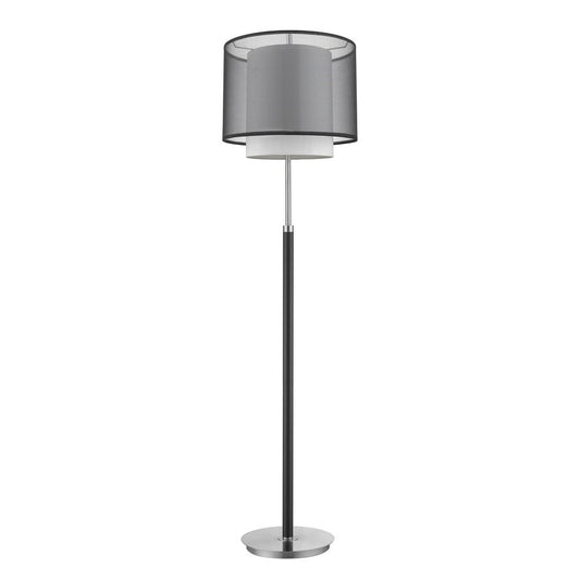 62" Floor Lamp With Black And White Fabric Drum Shade