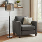 62" Floor Lamp With Black And White Fabric Drum Shade