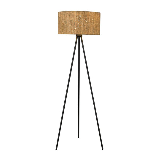 58" Brown And Black Metal Tripod Floor Lamp With Brown Shade