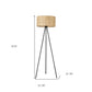 58" Brown And Black Metal Tripod Floor Lamp With Brown Shade