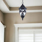 Three Light Matte Black Leaf Detail Hanging Light
