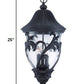 XL Three Light Matte Black Leaf Detail Hanging Light