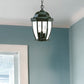 Three Light Matte Black Wide Lantern Hanging Light