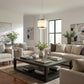 White and Silver Hanging Light with Fabric Shade