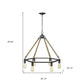 Brown and Black Six Light Metal Dimmable Chandelier
