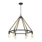 Brown and Black Six Light Metal Dimmable Chandelier