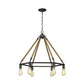 Brown and Black Six Light Metal Dimmable Chandelier