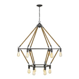 Brown and Black Twelve Light Metal Dimmable Chandelier