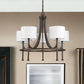 Brown Candle Style Five Light Metal and Crystals Dimmable Chandelier With White Shades