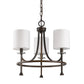 Bronze Candle Style Three Light Metal Dimmable Chandelier With White Shades