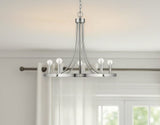 Silver Candle Style Five Light Metal Dimmable Chandelier