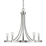 Silver Candle Style Five Light Metal Dimmable Chandelier