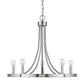 Silver Candle Style Five Light Metal Dimmable Chandelier