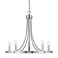 Silver Candle Style Five Light Metal Dimmable Chandelier