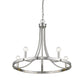 Silver Candle Style Five Light Metal Dimmable Chandelier