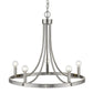 Silver Candle Style Five Light Metal Dimmable Chandelier