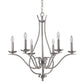 Nickel Candle Style Six Light Metal Dimmable Chandelier