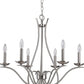 Nickel Candle Style Six Light Metal Dimmable Chandelier
