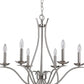 Nickel Candle Style Six Light Metal Dimmable Chandelier