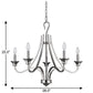 Nickel Candle Style Five Light Metal Dimmable Chandelier