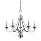 Nickel Candle Style Five Light Metal Dimmable Chandelier
