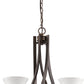 Bronze Candle Style Five Light Frosted Metal Dimmable Chandelier With White Shades