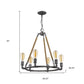 Brown and Black Candle Style Six Light Metal Dimmable Chandelier