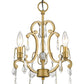 Gold Candle Style Three Light Crystal Metal Dimmable Chandelier
