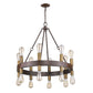 Brown and Black Candle Style Multi Light Metal Dimmable Chandelier