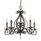 Brown Candle Style Five Light Metal Dimmable Chandelier