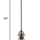 Antique Bronze Hanging Light with Glass Dome Shade