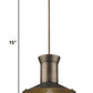 Newport 1-Light Tin Coated Pendant With Raw Brass Interior Shade And Louver
