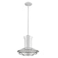 Newport 1-Light White Pendant With Polished Nickel Louver