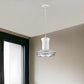 Newport 1-Light White Pendant With Polished Nickel Louver