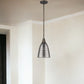 Bronze Hanging Light with Ribbed Pebbled Glass Shade
