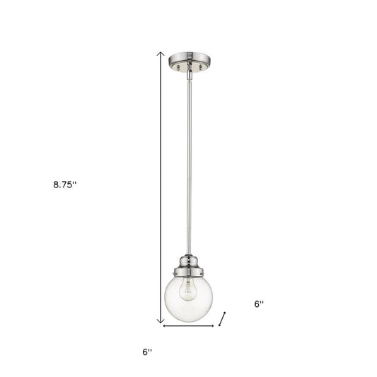 Silver Metal Hanging with Round Clear Glass Shade