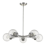 Silver Five Light Metal Dimmable Chandelier With Clear Shades