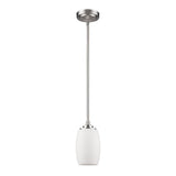 Silver Hanging Light with Frosted Glass Shade