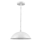 White Metal Hanging Light with Dome Shade