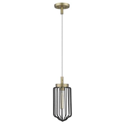 Gold and Black Metal Cage Pendant Hanging Light