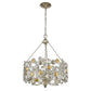Silver Three Light Metal and Crystals Dimmable Chandelier With Silver Shades